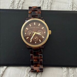 Michael Kors Gold and Brown Tortoiseshell Men’s Watch